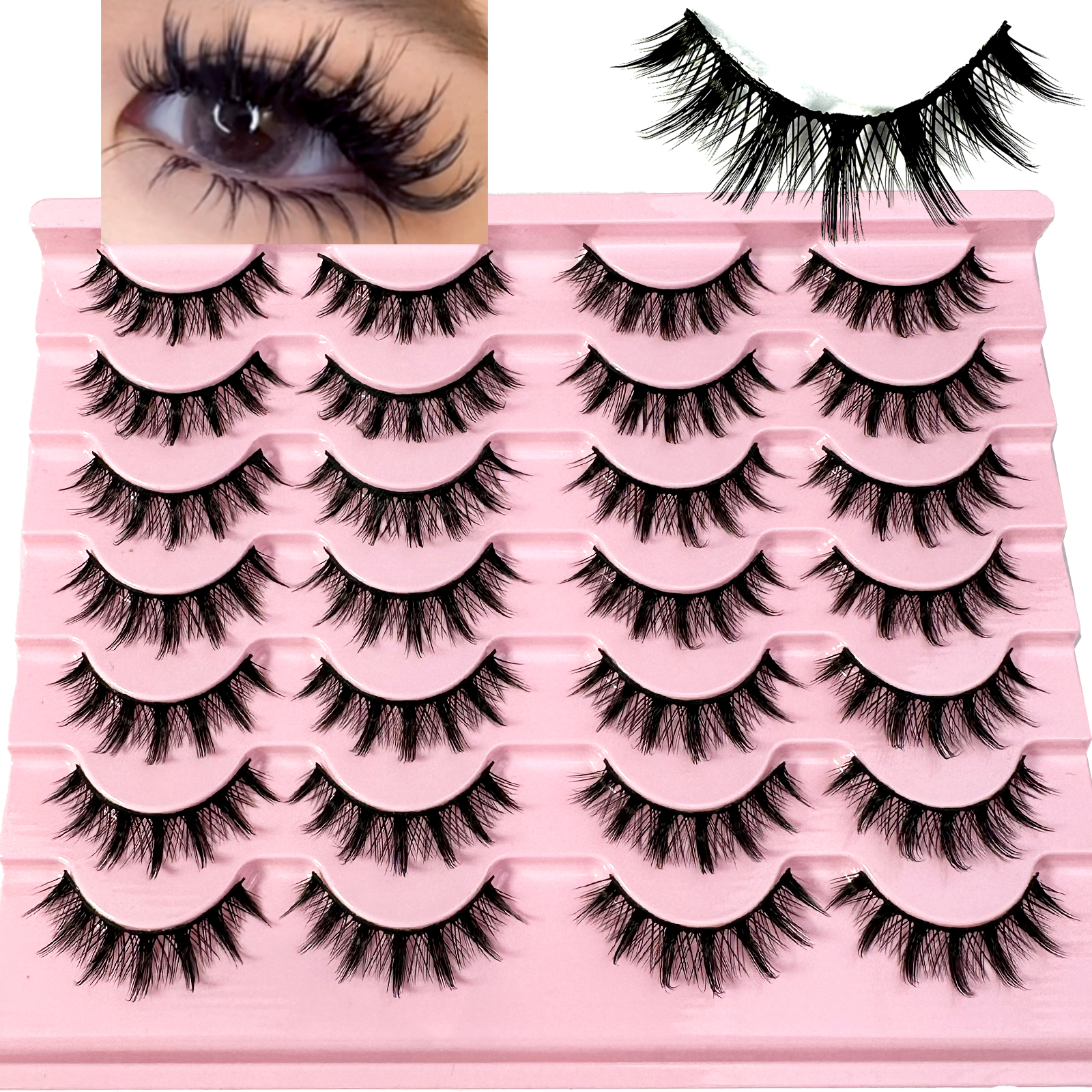 Eyelash Extension Volume Cat Eye - 14/7 Manga Lashes Faux Mink Eyelashes