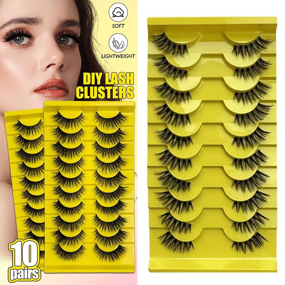 Eyelash Extension Volume Cat Eye - 10Pairs Reusable 3D Dramatic False Eyelashes