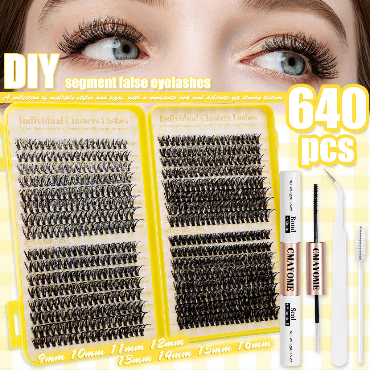 DIY False Eyelashes 32 Rows D- - Eyelash Extension Options avaliação e preço