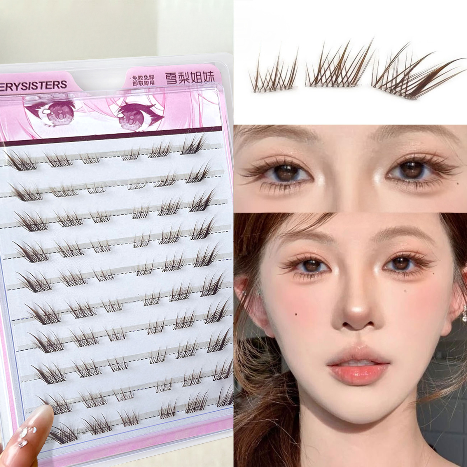 10 Rows Brown Single Cluster F - Eyelash Extension Volume Cat Eye avaliação e preço