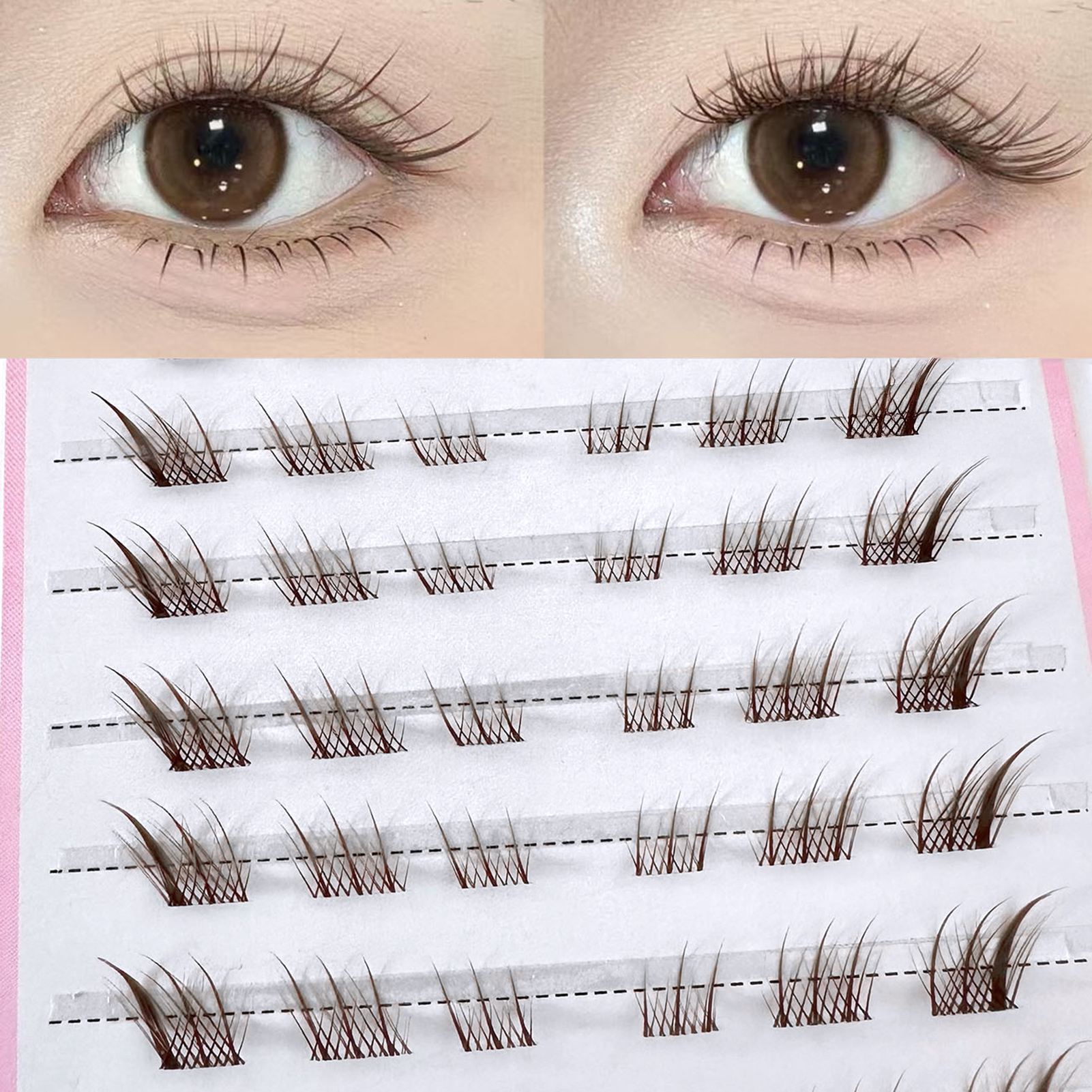 10 Rows Brown Single Cluster F - Eyelash Extension Volume Cat Eye avaliação e preço