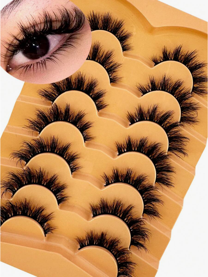 7 Pairs Faux Mink Lashes Fluff - Eyelash Extension Volume Cat Eye avaliação e preço